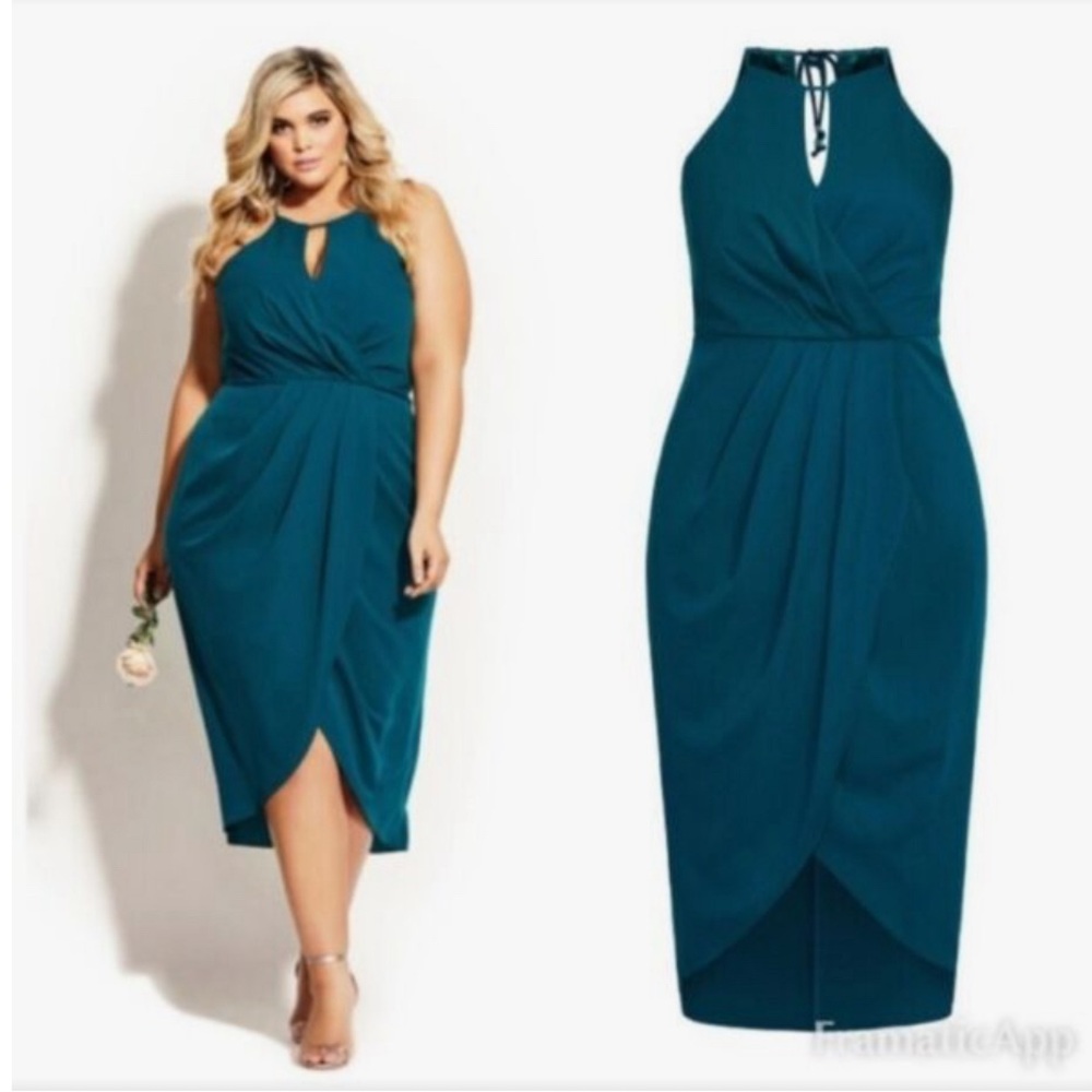City Chic Love Story dress, turquoise, size 20